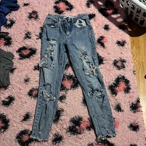Tinseltown Blue and Pink Skinny Jeans Distressed Style